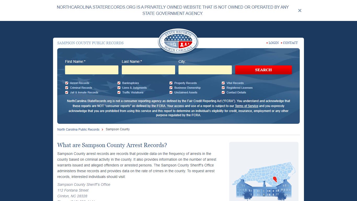 Sampson County Arrest, Court, and Public Records | StateRecords.org